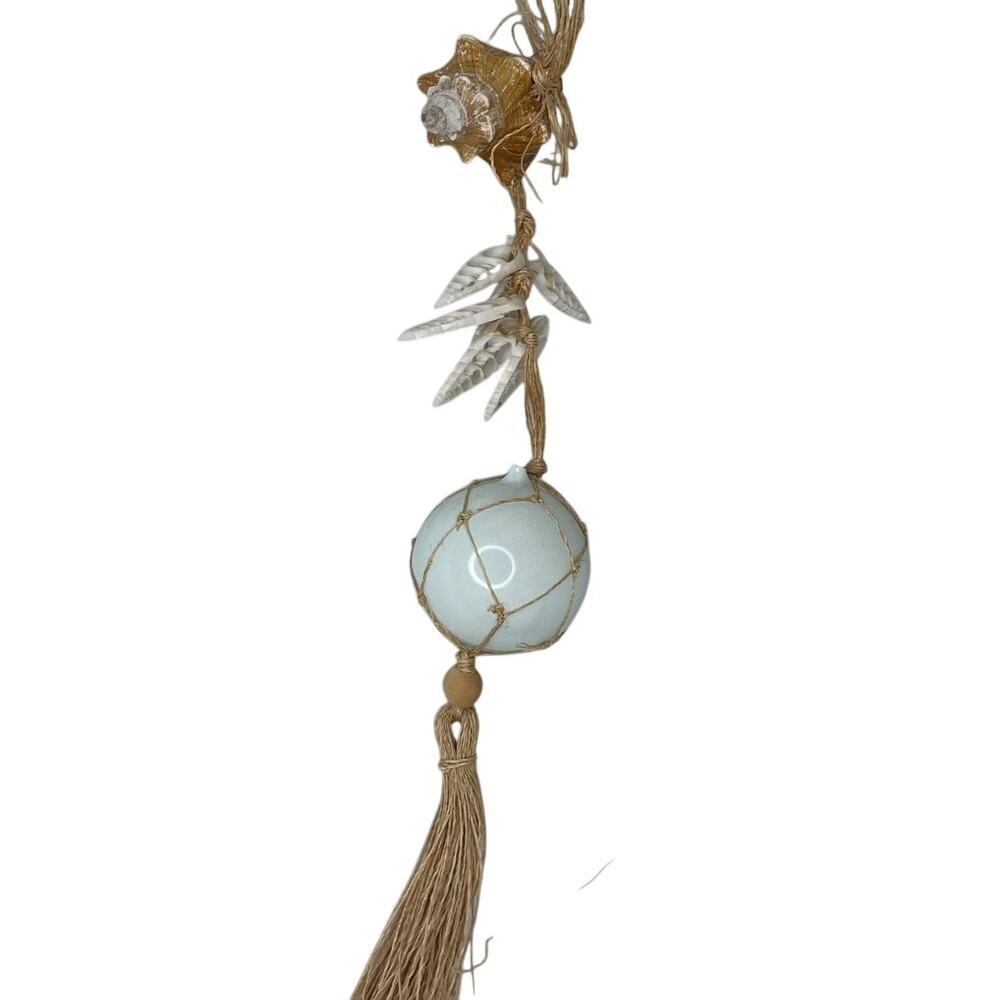 Coastal Glass Sphere & Sea Shell jute tie wall hanging decor
